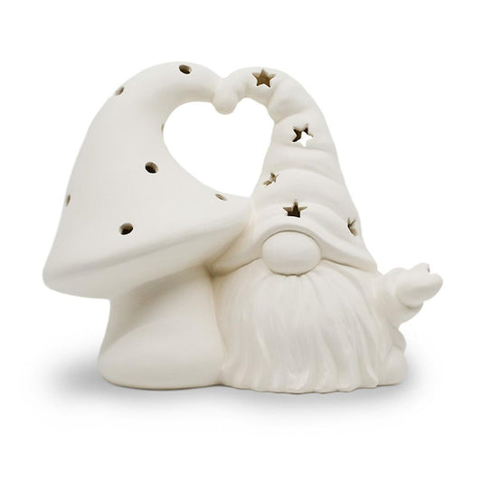 Gnome hugging mushroom lantern
