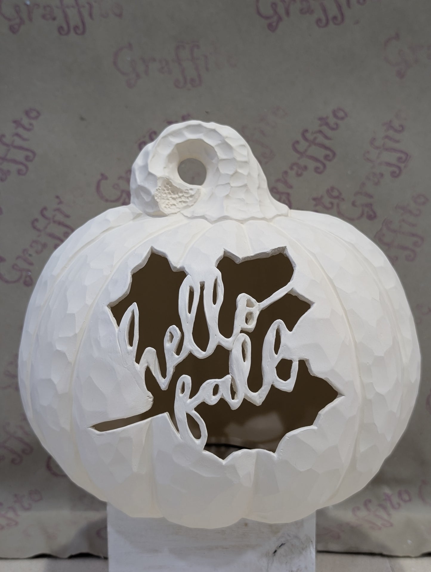 Hello Fall Hammered Pumpkin